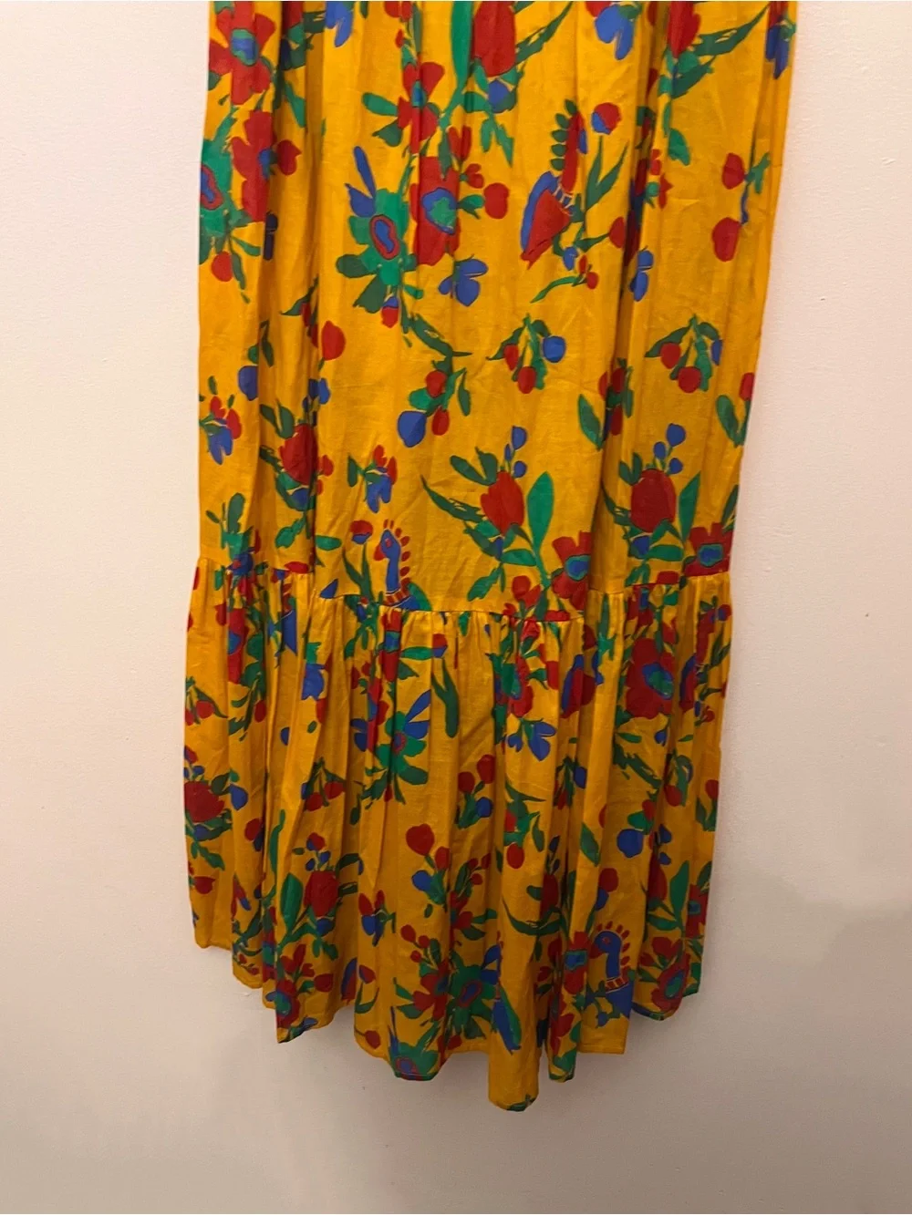 Tory Burch Colorful Resortwear Floral-Print Smocked Cotton Maxi Dress XL